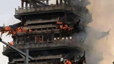 China 1500 Year Old Temple Fire
